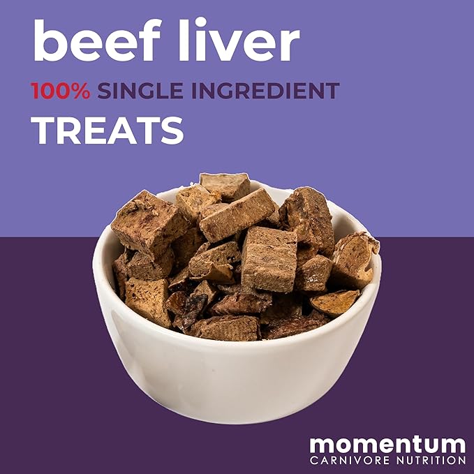 Momentum Carnivore Nutrition Freeze-Dried Beef Liver Dog Treats & Cat Treats – Single-Ingredient, High-Protein, Grain-Free, Nutrient-Rich – Made in USA – 4 oz Bag