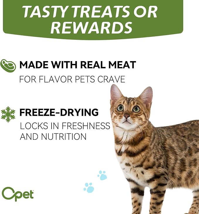 OPET Freeze Dried Duck Cat Treats, Single Ingredient Grain Free High Protein Pet Food for Cats and Dogs, Healthy Training Snacks,Freeze Dried Food Topper (Duck Cubes, 6.36 Ounce)