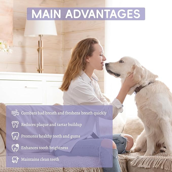 300g Dog Dental Powder | Dog Teeth Cleaning Powder & Cat Breath Freshener – Natural Plaque & Tartar Remover | Fresh Breath Dental Formula | for Small, Medium and Large Pet Dental Cleaner