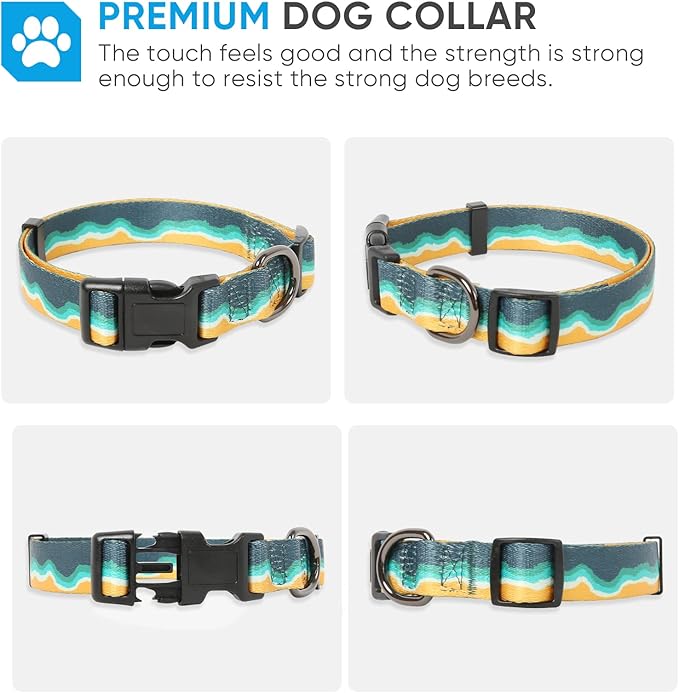 HEELE Dog Collar, Adjustable Soft Dog Collar for Small Medium Large Dogs,Bohemia Patterned Puppy Collars with Quick Release Buckle L Length 15.94''-25.59'