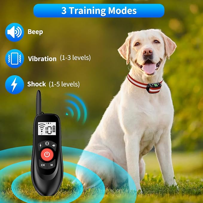 Wireless Dog Fence for 2 Dogs - Adjustable up to 1640ft Electric Fence, 185 Days Standby Time Training Collar, Pet Containment System with 3 Training Modes, Flash Light and Waterproof