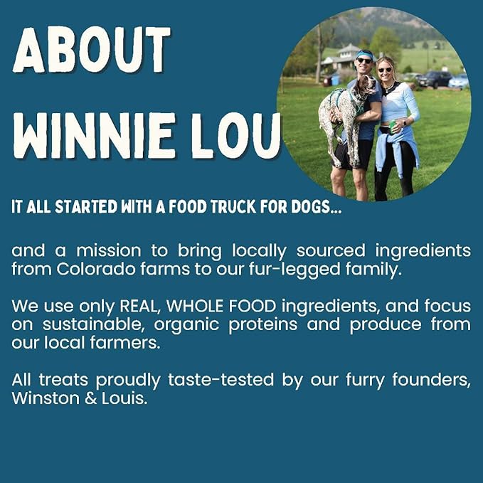 Winnie Lou Organic Healthy Dog Treats – All Natural Dog Jerky Treats Made in USA with Organic Ingredients from Colorado Farms – for Small, Medium, Large Dogs - 6 Sample Packs, 2 Treats Per Pack