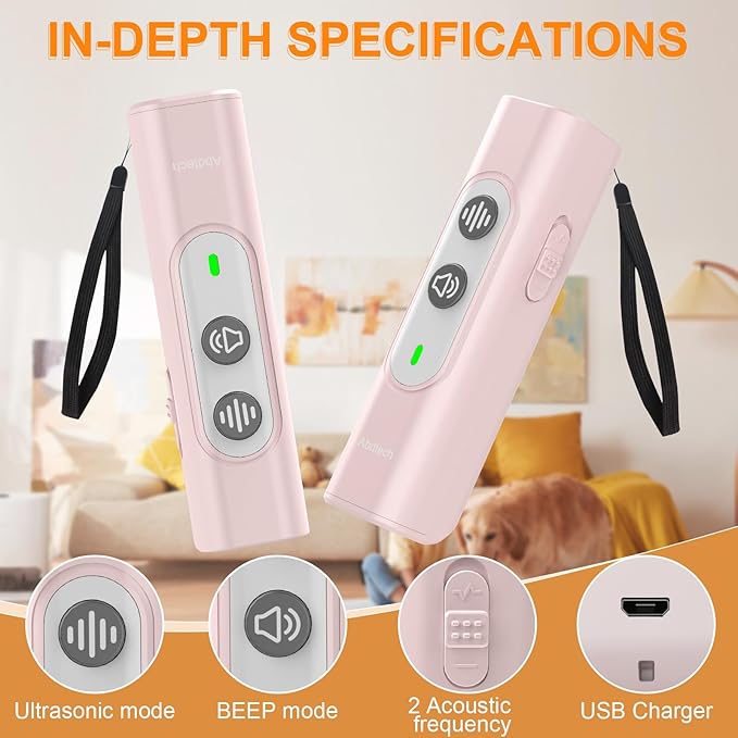 Anti Barking Device for Dogs - Dog Bark Deterrent Devices for Stopping Bad Dog Behavior - Ultrasonic Dog Bark Deterrent, Refuse to Shout and Slap - Best Anti Barking Device Rechargeable(Pink)