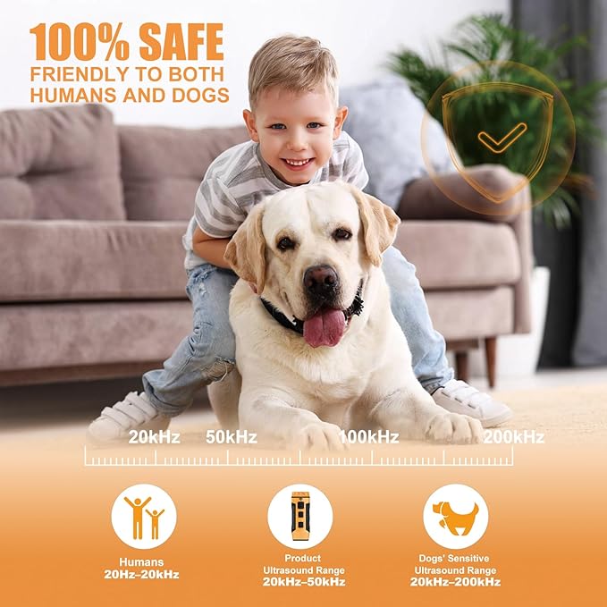 Dog Bark Deterrent Devices, Anti Barking Device for Dogs ultrasonic Stopper Control Device 50 Ft Correct Your Dog's Bad Behavior Better Than Shock Collars (YELLOW-5431)