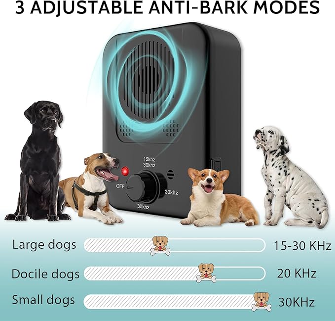 Anti Barking Device, Ultrasonic Dog Barking Deterrent Devices, Rechargeable Dog Barking Control Device, Rechargeable Barking Dog Silencer, Bark Box Stop Neighbors Dog from Barking (Black)