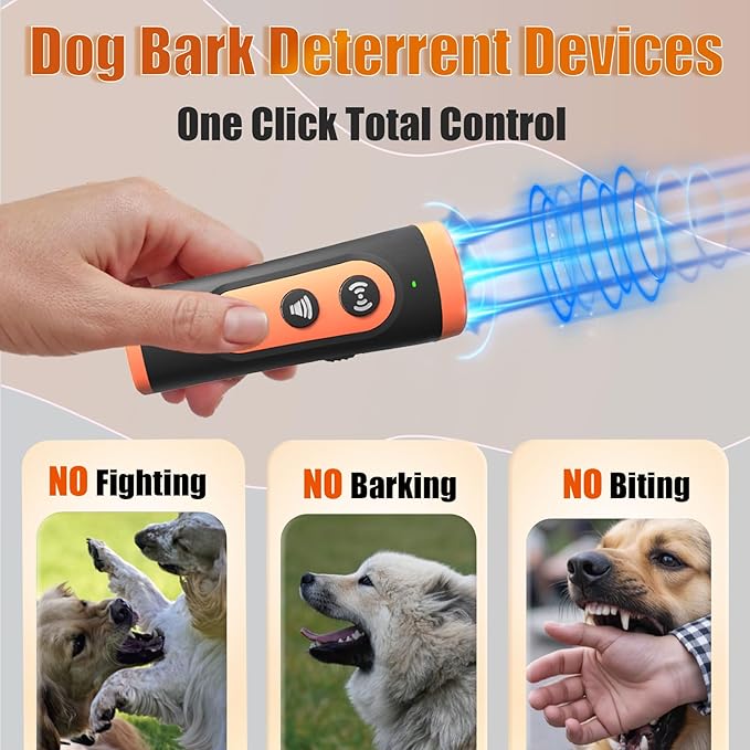 Anti Barking Device for Dogs – Ultrasonic Rechargeable Bark Deterrent with 4 Safe Modes, 50ft Range, Portable and Effective for All Dogs
