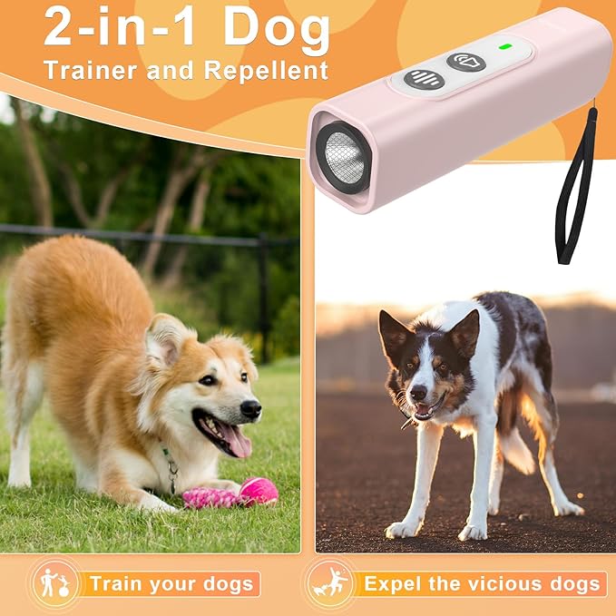 Anti Barking Device for Dogs - Dog Bark Deterrent Devices for Stopping Bad Dog Behavior - Ultrasonic Dog Bark Deterrent, Refuse to Shout and Slap - Best Anti Barking Device Rechargeable(Pink)