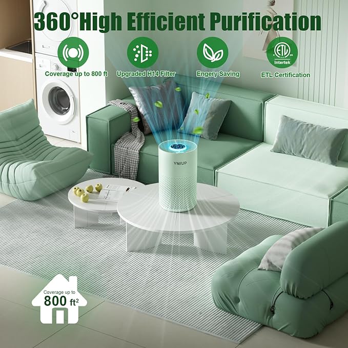 πππ°ππ¬π Air Purifiers for Home Bedroom up to 800 ftΒ², VNIUP H14 HEPA Room Air Purifiers for Bedroom with Fragrance Function, with Sleep Mode Air Cleaner for Pet Dander Odor Dust Smoke, ZQA-4000C
