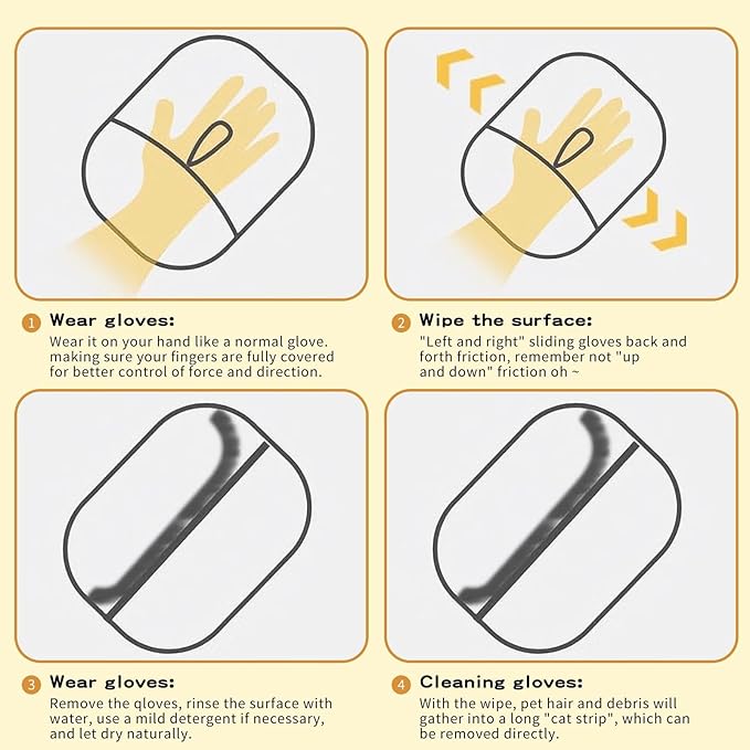 3Pcs Pet Hair Removal Glove for Cats & Dogs, Upgrade Efficient Grooming Gloves for Pet Hair, Cat Grooming Gloves for Hair Removal,Reusable Cat & Dog Hair Remover for Couch, Furniture