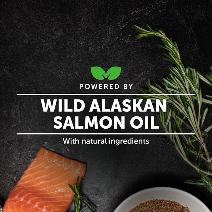 Wild Alaskan Salmon Oil, Omega-3 Fish Oil for Dogs and Cats, Fatty Acids, Salmon Oil for Dogs, Skin and Coat Health, Pure Dog Food Topper, Supports Joints, Brain & Heart Health - 32oz