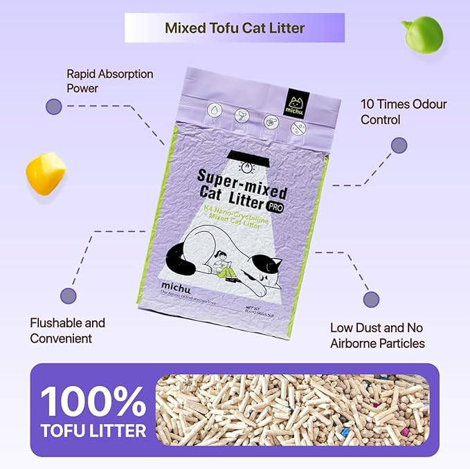 Mixed Tofu Cat Litter, Heavy Duty Flushable Kitty Litter, 5.5Lb/88Oz Original 4 Pack