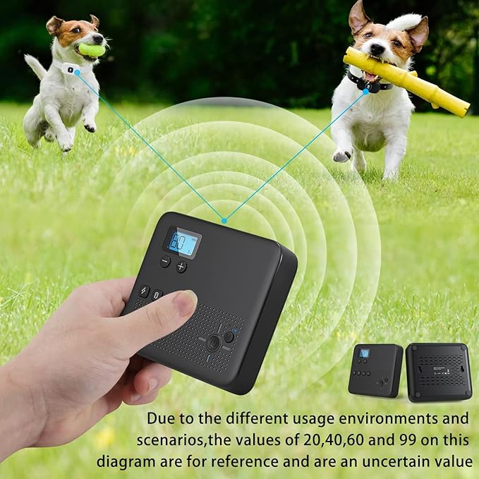 Wireless Dog Fence & Remote Training Collar, Pet Containment System with Adjustable Radius Range 16ft to 393ft, Waterproof & Rechargeable Training Collar Receivers for All Dogs (Black & White)
