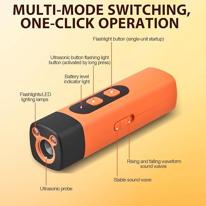 Dog Bark Deterrent Device, Anti Barking Devices for Dogs, Indoor Outdoor Use Rechargeable, Dog Bark Deterrent Device with LED Flashlight, Suitable for Training to Improve Bad Behavior