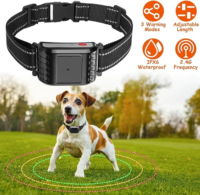 Wireless Dog Fence, 2024 Pet Boundary Containment System, Electric Dog Fence & Remote Training Collar 2in1, Adjustable Vibration & Shock, IP65 Waterproof Collar for Large and Medium Dogs ,for3dogs