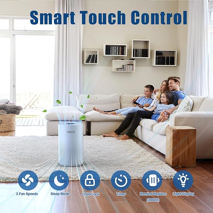 πππ°ππ¬π Air Purifiers for Home Bedroom up to 800 ftΒ², VNIUP H14 HEPA Room Air Purifiers for Bedroom with Fragrance Function, with Sleep Mode& Light Mode Air Cleaner for Pet Dander Odor Dust Smoke