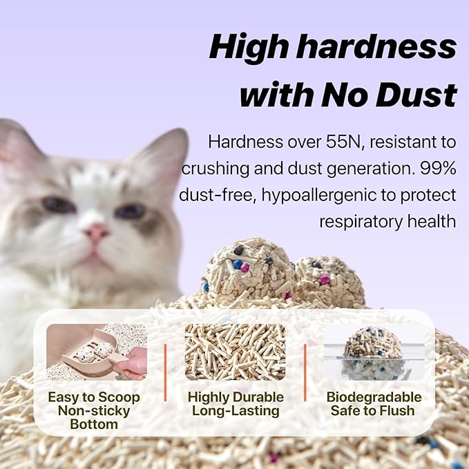 Mixed Tofu Cat Litter, Heavy Duty Flushable Kitty Litter, 5.5Lb/88Oz Original 4 Pack