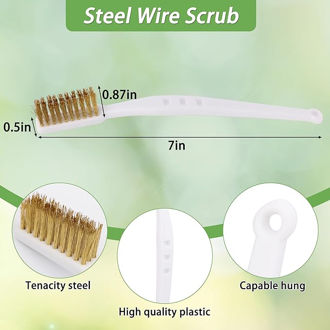 5Pcs Bird Bath Brush Kit, Larbeti 1P Hard Silk Bristle Bird Bath Cleaner Brush, 2P Hummingbird Feeder Cleaning Scrub, 1P Steel Wire Scrub, 1P Clean-Cloth to Hummingbird Feeders, Bath Feeders