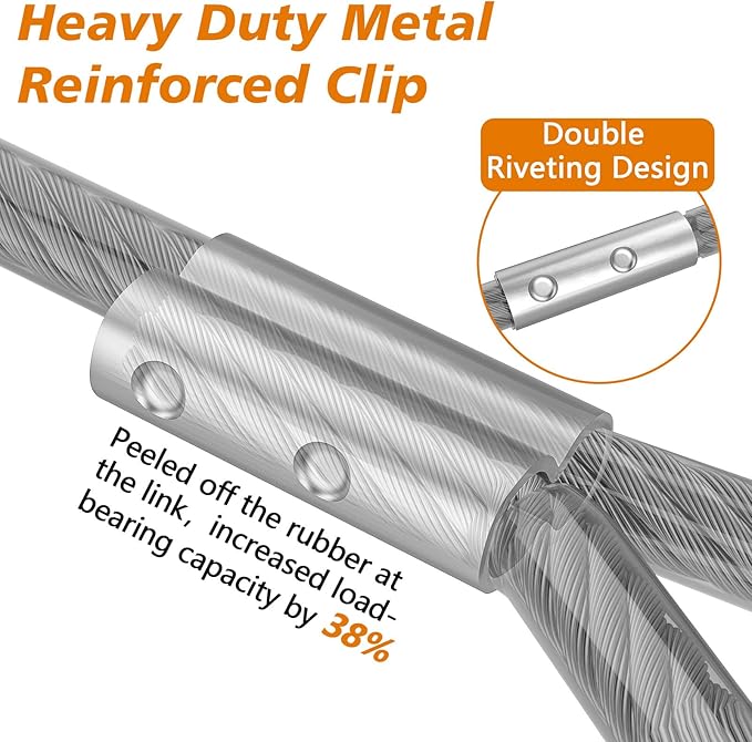 XiaZ Dog Tie Out Cable, Dog Runner for Yard Steel Wire Cable with Durable Lockable Clips, 30ft Chains for Outside Dogs Lead for Medium Dogs Up to 60 LBS