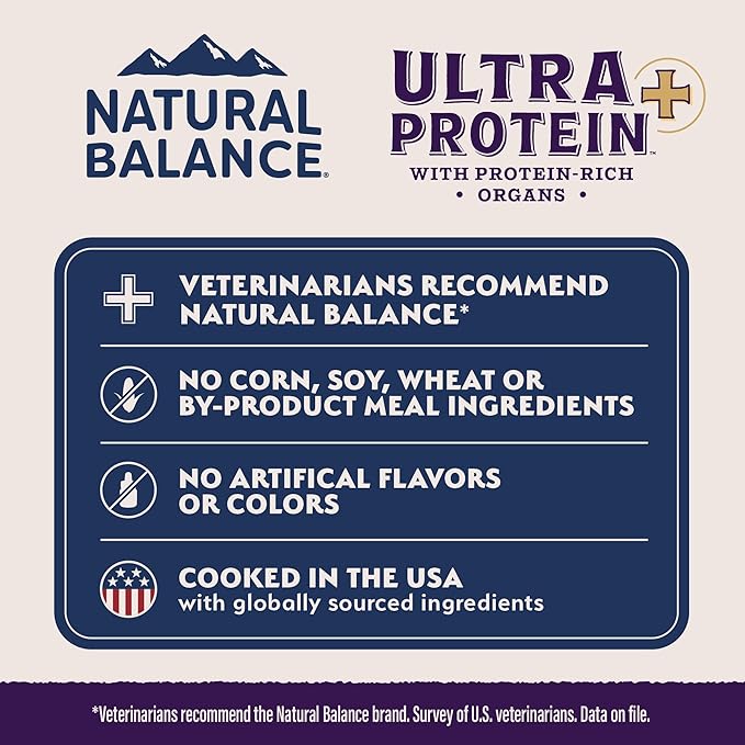 Natural Balance Ultra Protein Plus Wet Cat Food, Skin & Coat and Digestive Health Real Salmon With Pumpkin Puree Topper With Chicken Liver & Chicken Heart, High Protein Cat Food - 2.4 oz. (Pack of 24)