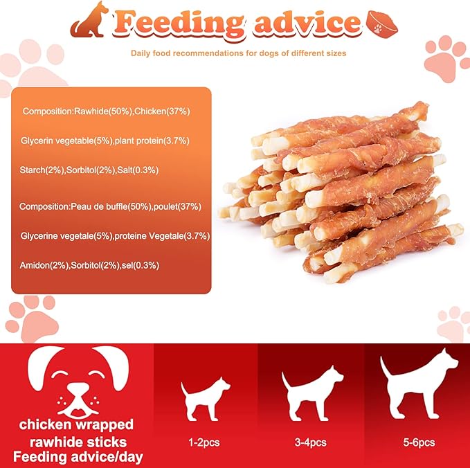 Chicken Wrapped White Rawhide Sticks Dog Treats Puppy Training Snacks Dog Chews Treats 2lb