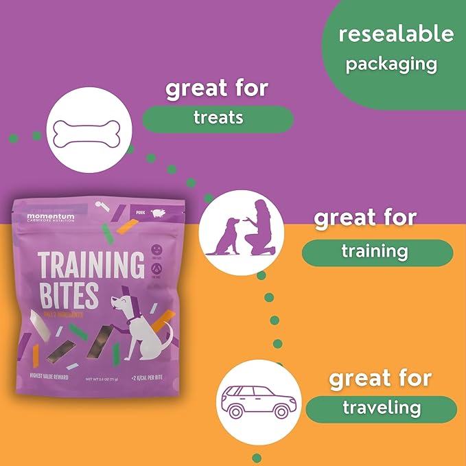 Momentum Carnivore Nutrition Freeze-Dried Pork Training Bites – Two Ingredients-Pork Kidney and Heart, Grain-Free, All-Natural Dog Treats –Made in USA – Perfect for Training & Rewards- 2.5 oz Bag
