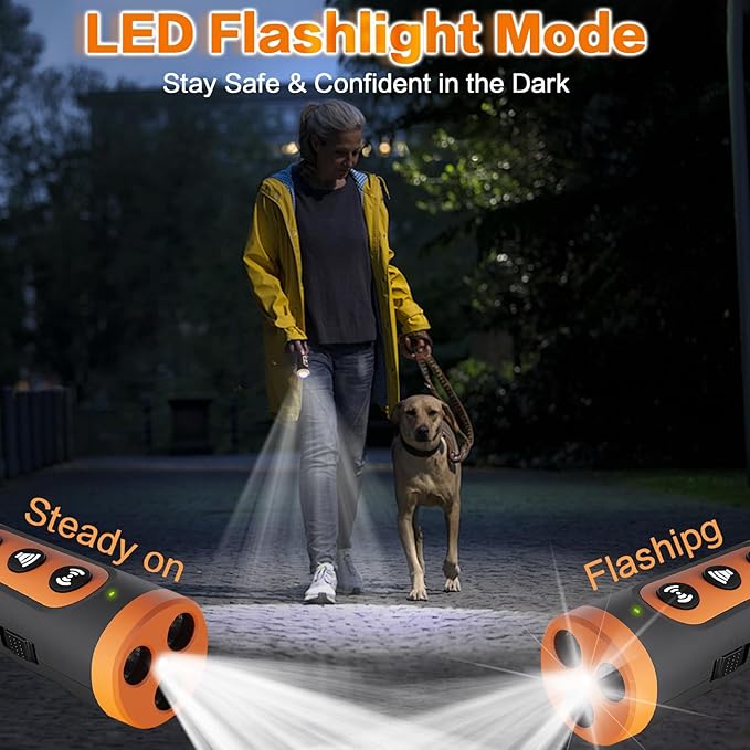 Anti Barking Device for Dogs – Ultrasonic Rechargeable Bark Deterrent with 4 Safe Modes, 50ft Range, Portable and Effective for All Dogs