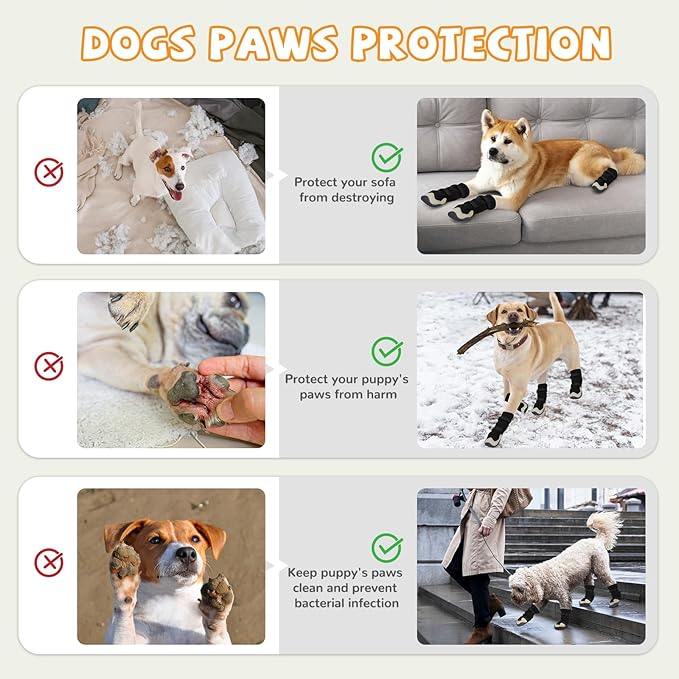 Winter Dog Snow Boots with Warm Wool Lining, Dog Shoes for Large Small Medium Dogs, Dog Booties and Paw Protectors, Anti-Slip Dog Shoes with Reflective for Snow, Hardwood Floors, Hiking (Size 7)