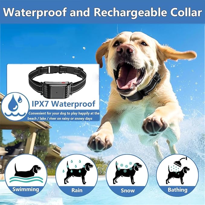 Wireless Dog Fence, Electric Dog Fence & Remote Training Shock Collar 2-in-1,Waterproof Rechargeable, Cover Up to 8 Acre, Portable Pets Safe Containment System for Outdoor,Yard,Indoor,,for3dogs