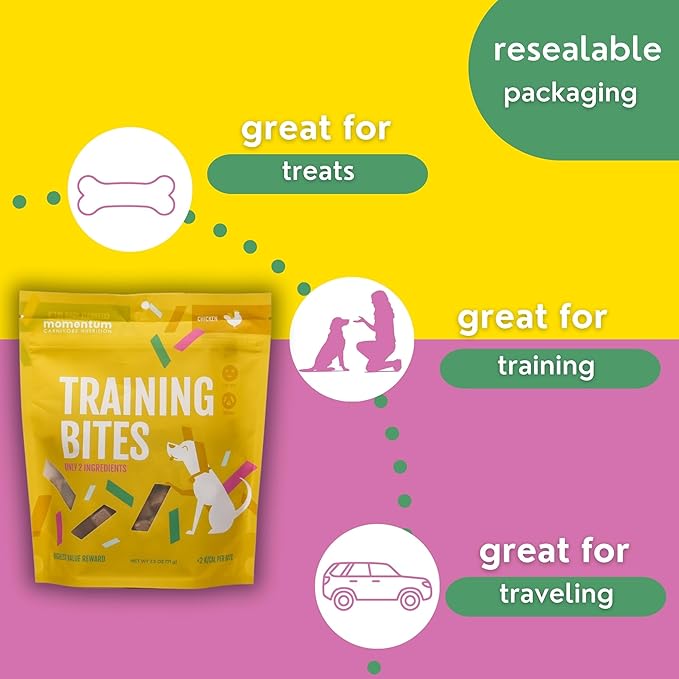 Momentum Carnivore Nutrition Freeze-Dried Chicken Training Bites – Two Ingredients-Chicken Gizzard and Heart, All-Natural Dog Treats –Made in USA – Perfect for Training & Rewards- 2.5 oz Bag