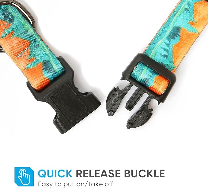 HEELE Dog Collar, Adjustable Soft Dog Collar for Small Medium Large Dogs,Floral Patterned Puppy Collars with Quick Release Buckle S Length 9.84''-14.96'