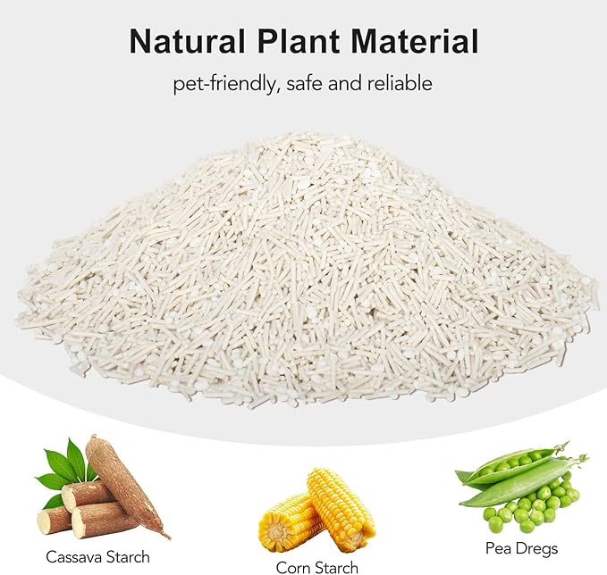 Non-Stick Ultra Clumping Cassava Tofu Cat Litter, Odor Control Low Tracking Kitty Litter Pellets, Plant-Base Natural Ingredients Cat-Litter, 9 lbs X 4 Packs