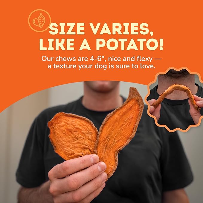 Davie's Sweet Potato Dog Treats - Healthy, Natural, Low Fat Chews Made in USA Only, 0.5 lb. Bag