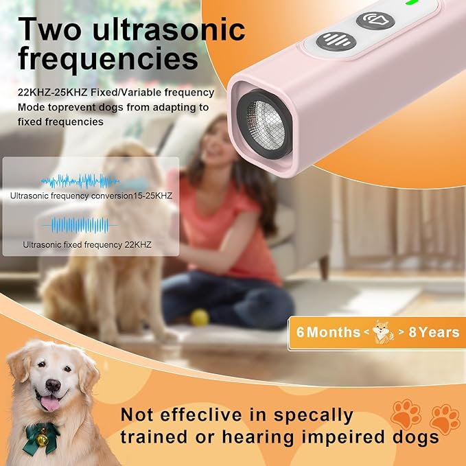 Anti Barking Device for Dogs - Dog Bark Deterrent Devices for Stopping Bad Dog Behavior - Ultrasonic Dog Bark Deterrent, Refuse to Shout and Slap - Best Anti Barking Device Rechargeable(Pink)