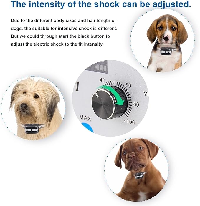 Wireless Dog Fence Training Collar Pet Two Way Signal 2-in-1 System, Adjustable Control Range Warning Strength, Display Battery Level, Waterproof Reflective Dog Collar