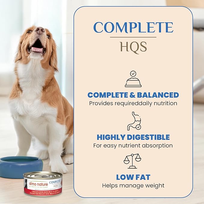 Almo Nature HQS Complete Wet Dog Food Chicken Stew with Beef 5.5 oz (Pack of 48)