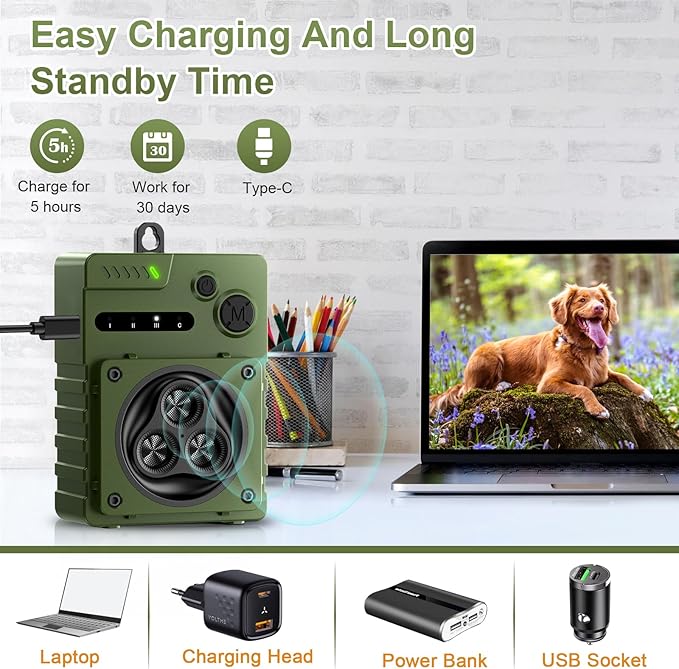 Anti Barking Device, Auto Ultrasonic Dog Barking Control Devices with 3 Modes, Rechargeable Dog Bark Deterrent Devices Bark Box for Outdoor/Indoor Dog Use, Dog Barking Silencer Safe for Dogs & People