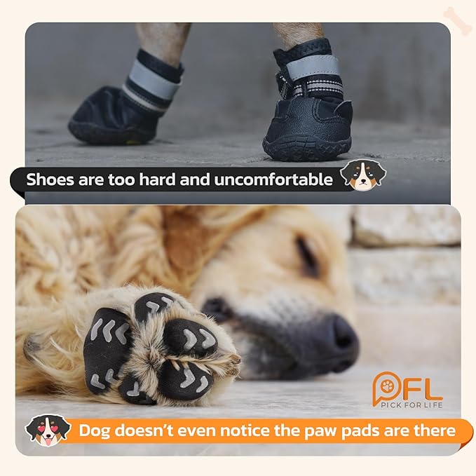 Anti Slip Dog Paw Protector Pads for Senior Dogs, Paw Pads for Dogs Traction, Disposable Self Adhesive Paw Grips for Old Dog on Slippery Hardwood Floor, Black 12 Sets (48pcs) S(4-10lbs)