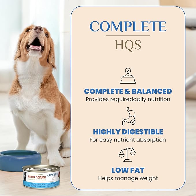 almo nature HQS Complete Wet Dog Food Tuna Stew with Veggies 5.5 oz, Pack of 12