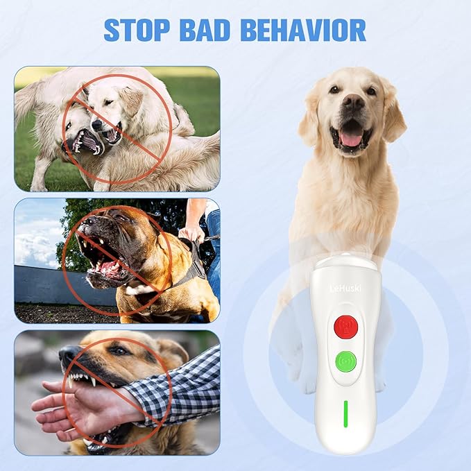 Anti Barking Device Rechargeable Ultrasonic Dog Bark Deterrent Stops Bad Behavior Up to 50 Ft Effective Control Range Safe Humane for Indoor Outdoor Use White