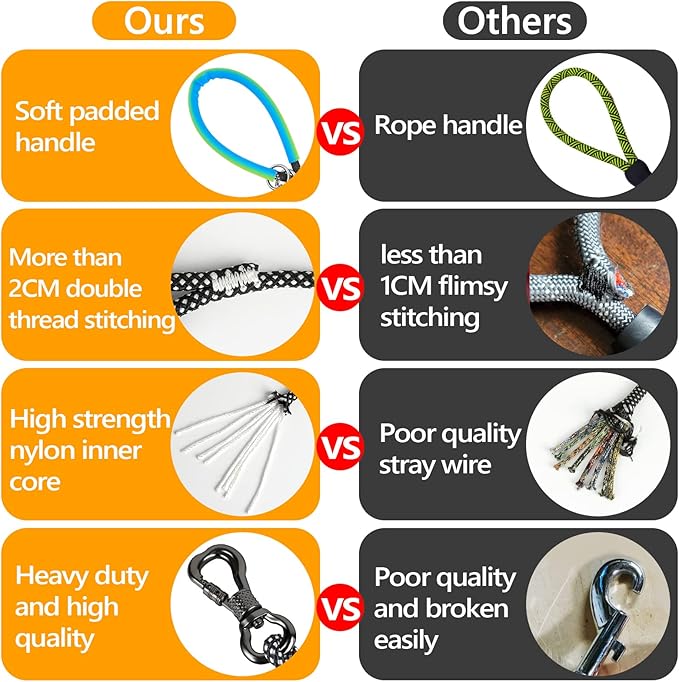 NTR 100FT Leashes for Large Breed Dogs, Long Leash with 2 Swivel Hooks and Comfortable Padded Handle, Puppy Leash Lead for Walking, Hunting, Camping, Backyard for Small Medium and Large Dogs