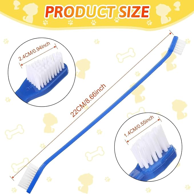 300 Pcs 8.66 Inch PP and Nylon Dual Head Dog Toothbrushes with Long Handle for Puppy Cat Pet Oral Cleaning and Dental Care in Assorted Colors