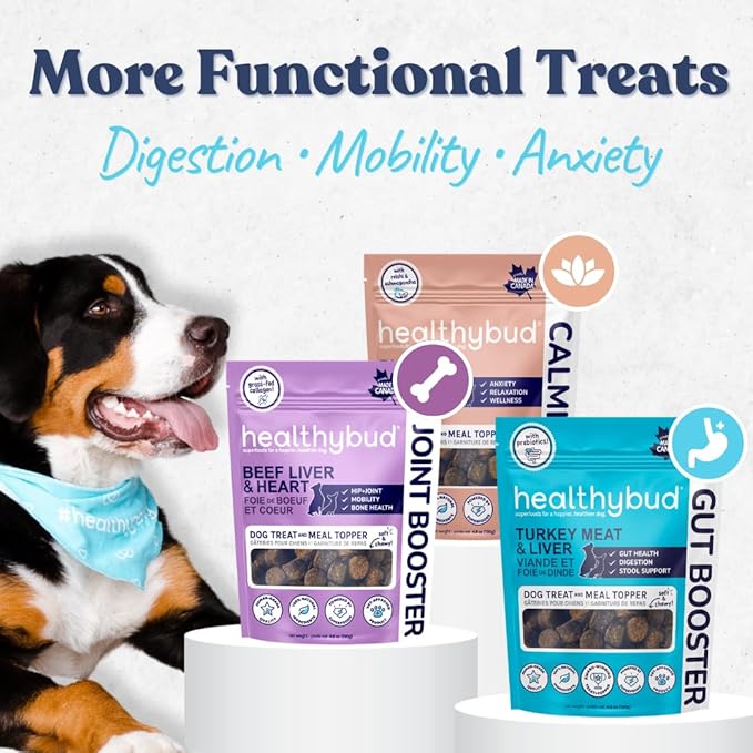 healthybud Calming Aid, Natural Duck Dog Treats & Toppers for Stress Relief - Dog Separation Anxiety, Stress Reduction - Support Calm, Immunity Health (4.6oz per Pack 2-Pack)
