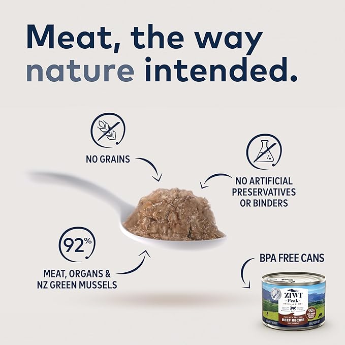 ZIWI Peak Canned Wet Cat Food – All Natural, High Protein, Grain Free, Limited Ingredient, with Superfoods (Beef, Case of 24, 3oz Cans)