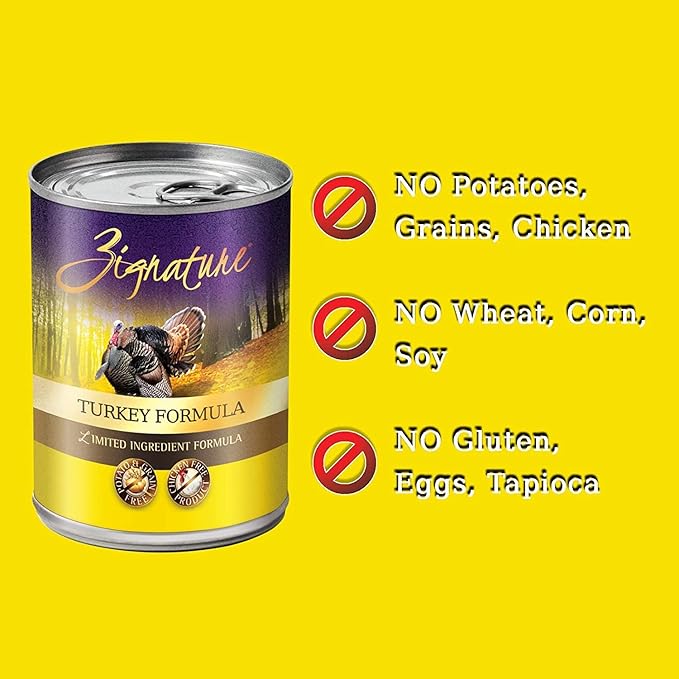 (12 Pack) Zignatur Grain-Free Canned Dog Food 3 Flover (4 Lamb, 4 Duck, 4 Turkey) 13 Ounces Per Can