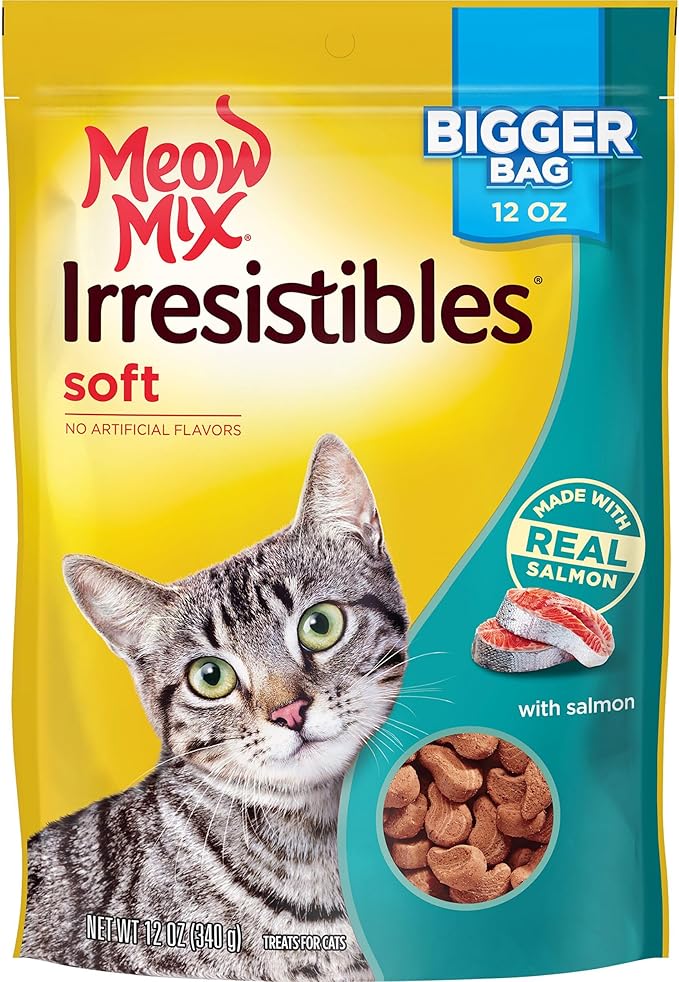 Meow Mix Irresistibles Soft Cat Treats, Salmon, 12 Ounce (Pack of 5)