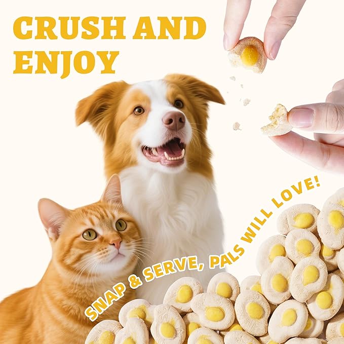 Wellix SunnyBites Freeze Dried Chicken Treats for Cat&Dog -Egg Healthy Cat Treats for Indoor Cats -Supports Immunity Gut Healthy for Training Kitten Snack or Puppy Treat 3.5oz