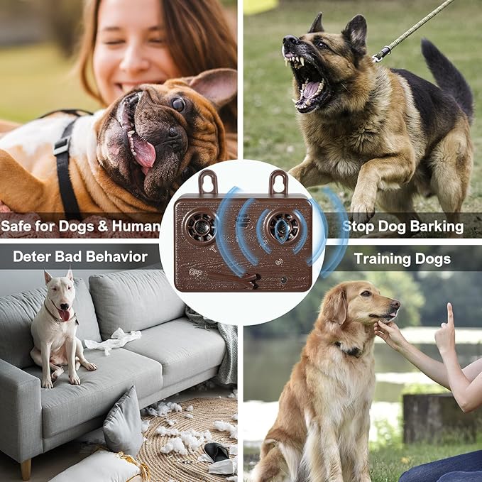 Anti Barking Device, 50 FT Ultrasonic Dog Barking Control Device, 4 Modes Bark Box,Neighbor Dog Silencer, Dog Barking Silencer for Indoor and Outdoor Use, Waterproof Dog Barking Deterrent 2PCK