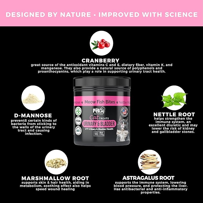 Pet Chef Urinary Cat Treats Low-Calorie UTI Support with Cranberry & Probiotics Holistic Kidney & Bladder Health - Natural Supplements for Cats - Improve Digestion & Stool Quality Organic Ingredients