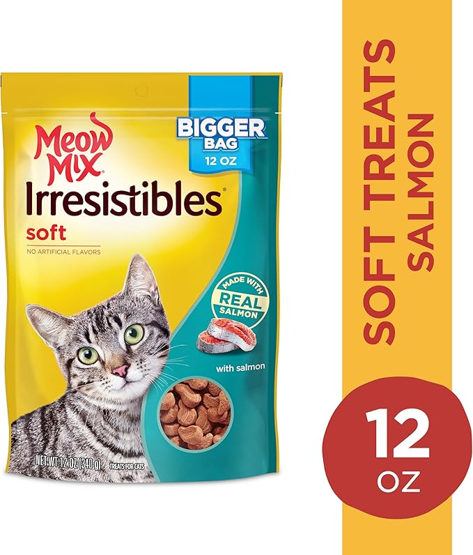Meow Mix Irresistibles Soft Cat Treats, Salmon, 12 Ounce (Pack of 5)