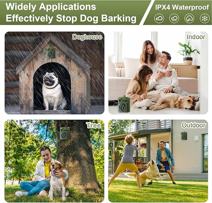 Anti Barking Device, Auto Ultrasonic Dog Barking Control Devices with 3 Modes, Rechargeable Dog Bark Deterrent Devices Bark Box for Outdoor/Indoor Dog Use, Dog Barking Silencer Safe for Dogs & People